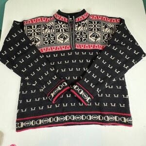Vintage Kristen Paris New York 100% Wool Nordic Fair Isle‎ Sweater L Hong Kong